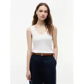 Tommy Hilfiger Gold Tone Button Ribbed Tank Top