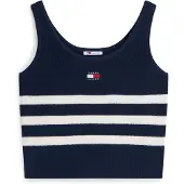 Tommy Hilfiger Broderad topp 'Tommy Badge Stripe Tank' marinblå / vit