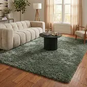 NATURL. Fluffig matta | Blaze grön hos Volero | 80x150 cm | Syntet | Enfärgad | Rektangulär | Hög lugg