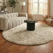 NATURL. Rund shaggy matta | Blaze beige hos Volero | Ø 120 cm | Syntet | Enfärgad | Rund | Hög lugg
