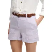 Superdry för kvinnor. W7110496A Shorts Mid Rise Linne Lila (30), Casual, Lino