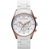 Giorgio Armani Emporio Sportivo Herrklocka Kronograf Vit urtavla Länkarmband AR5919
