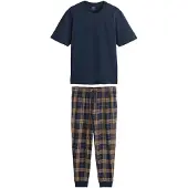 Next Pyjamas lång marinblå / brun / vit