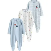 Next Pyjamas ljusblå / gul / roströd / vit