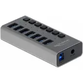 DeLOCK 63669 USB-hubb 7 Port USB-A USB 3.2 Gen1 5 GBit/s Grå 63669