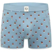 Adam Boxershorts 'Take Away Coffee' ljusblå / rostbrun / svart / vit