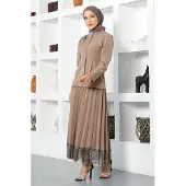 Turkishsouq Spets Detailed Kjol Kostym Mink