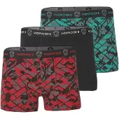 KOROSHI Boxershorts mörkgrå / smaragd / röd / svart