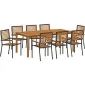vidaXL Trädgårdsmöbelset 9 pcs Svart Massivt Akaciaträ