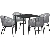 vidaXL Trädgårdsmöbelset 5 pcs Antracit Pulverlackerat stål