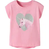 Name it T-shirt - NmfVotia - Rosa Dryck/Glitter Unicorn - - 4 år (104) - T-shirt