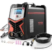 Vevor TIG-svets, 200A 6-i-1 aluminiumsvetsmaskin (LED-display) - AC TIG/DC TIG/AC puls TIG/DC puls TIG/Punkt TIG/MMA (elektrodsvets), elektrisk svets med synergisk styrning IGBT