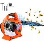 Vevor Bensindriven lövblås, 26CC 2-takts handhållen lövblås med bränsletank, 2-i-1 bensindriven fläkt 425CFM luftvolym 156MPH hastighet, idealisk för gräsmattevård, lövrengöring och snöröjning