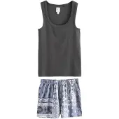 Next Kort pyjamas duvblå / antracit / aubergine / vit
