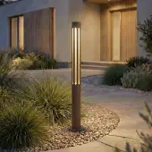 LINDBY LED pollare Fjorya , Brun / rost, Aluminium / grå / zink, Modern, LED-utomhuslampa