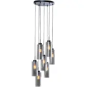 QAZQA Art Deco Hänglampa Svart med Rökglas 7-ljus - Laura