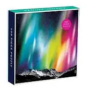 Galison Cosmic Lights 500 Piece Jigsaw Puzzle fr familjer och vuxna yttre rymdfamiljpussel med Rainbow Aurora och bergsbakgrund