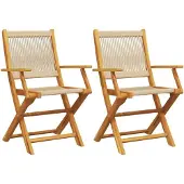 vidaXL Trädgårdsstolar 2 st beige massivt akaciaträ och polypropen