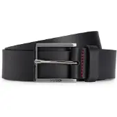 HUGO Leather belt with engraved-logo buckle