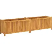 vidaXL Odlingslåda med foder 199x38,5x50 cm massivt akaciaträ