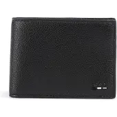 BOSS Grained folding wallet with signature-stripe trim