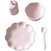 Jack o Juno Middagsset - Silikon - 4 Delar - Poppy - Light Pink - - One Size - Middagsset