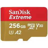 SanDisk Extreme - Flash-minneskort - 256 GB - A2 / Video Class V30 / UHS-I U3 / Class10 - mikroSDXC UHS-I