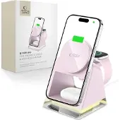 Tech-Protect QI15W-A43 3-i-1 magnetisk MagSafe trådlös laddare babyrosa