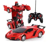 Leantoys bilrobot 2-i-1 fjärrkontroll (R/C) ljus-ljud drift röd