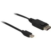 DeLOCK Mini-DisplayPort / DisplayPort Anslutningskabel Mini DisplayPort-kontakt, DisplayPort-kontakt 1 m Svart 82698 trefaldigt skärmad, guldpläterad kontakt