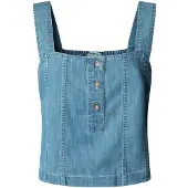 Pepe Jeans för kvinnor. PL3051437 Topp Bridget blå (L), Casual, Bomull, Ärmlös / Hängselbyxor