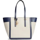 Tommy Hilfiger Logo Charm Linen Blend Canvas Tote Bag