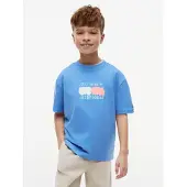 Tommy Hilfiger T-shirt 'Flag Graffiti' blå / melon / vit