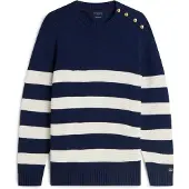 Tommy Hilfiger Tröja 'New York Label Relaxed Breton Stripe' marinblå / vit