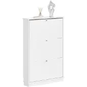 SoBuy Vitt skoskåp 3 dörrar, smal 18 cm