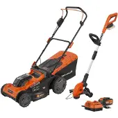 Powerplus 5.0/2.5ah 2x20v Elektrisk Gräsklippare Och Grästrimmer 3 Bitar