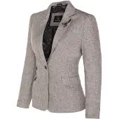 TruClothing Tweed 1920-tals fiskbensmönstrad ljusgrå blazer för kvinnor