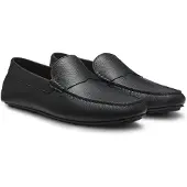 BOSS Tumbled-leather loafers with driver sole