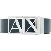 Armani Exchange för män. XM002664AF22854MB349 Slätt läderbälte med marinblått logospänne (OSFA), Hud, Casual, Marino