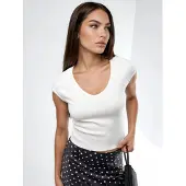 Busem V-ringad ribbad blus