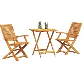 vidaXL Fällbart bistroset 3 pcs Brun Massivt Akaciaträ