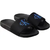 Calvin Klein Pantolette 'Monologo' blå / mörkgrå / svart