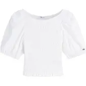 Tommy Hilfiger Tommy Jeans Smock Poplin Slim Short Sleeve Blouse