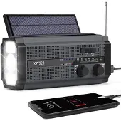 Lippa LPFMR02 FM nödradio med handvev, solpanel, powerbank 4500mAh - Svart