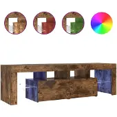 vidaXL Tv-bänk med LED-belysning rökfägrad ek 140x36,5x40 cm