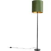 QAZQA Botanisk golvlampa svart med grön skärm 40 cm - Simplo