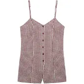 Superdry för kvinnor. W8012138A Gingham cami jumpsuit röd (XS), Casual, Bomull