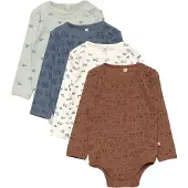 Pippi Baby Bodies l/ä - 4-pack - Blue Mirage - - 56 - Body L/Ä