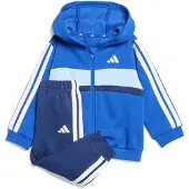 Adidas Träningsdräkt 'ESSENTIALS TIBERIO 3 STRIPES FLEECE' blå / ljusblå / mörkblå / vit