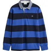 Gant Heavy Rugger Shield Polo Randig arin Royal Blue örkblå Blå Storlek